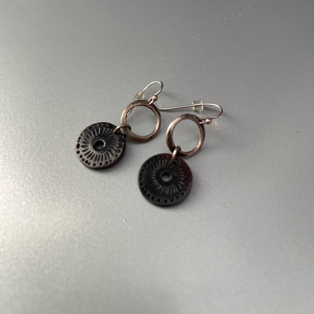 Silpada W1561 Sterling Silver Carved Brown Pen Shell Earrings